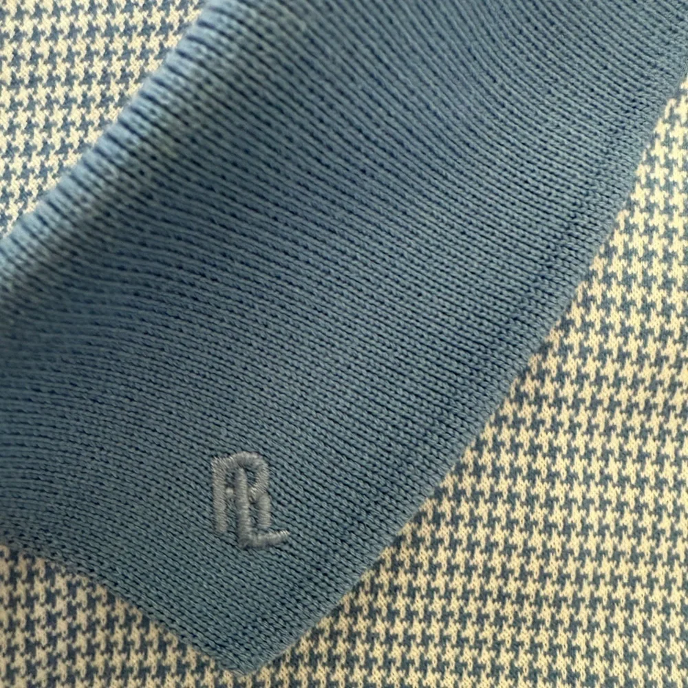 Polo Golf Ralph Lauren XL Pima Cotton Polo Shirt Blue Houndstooth Collar Logo